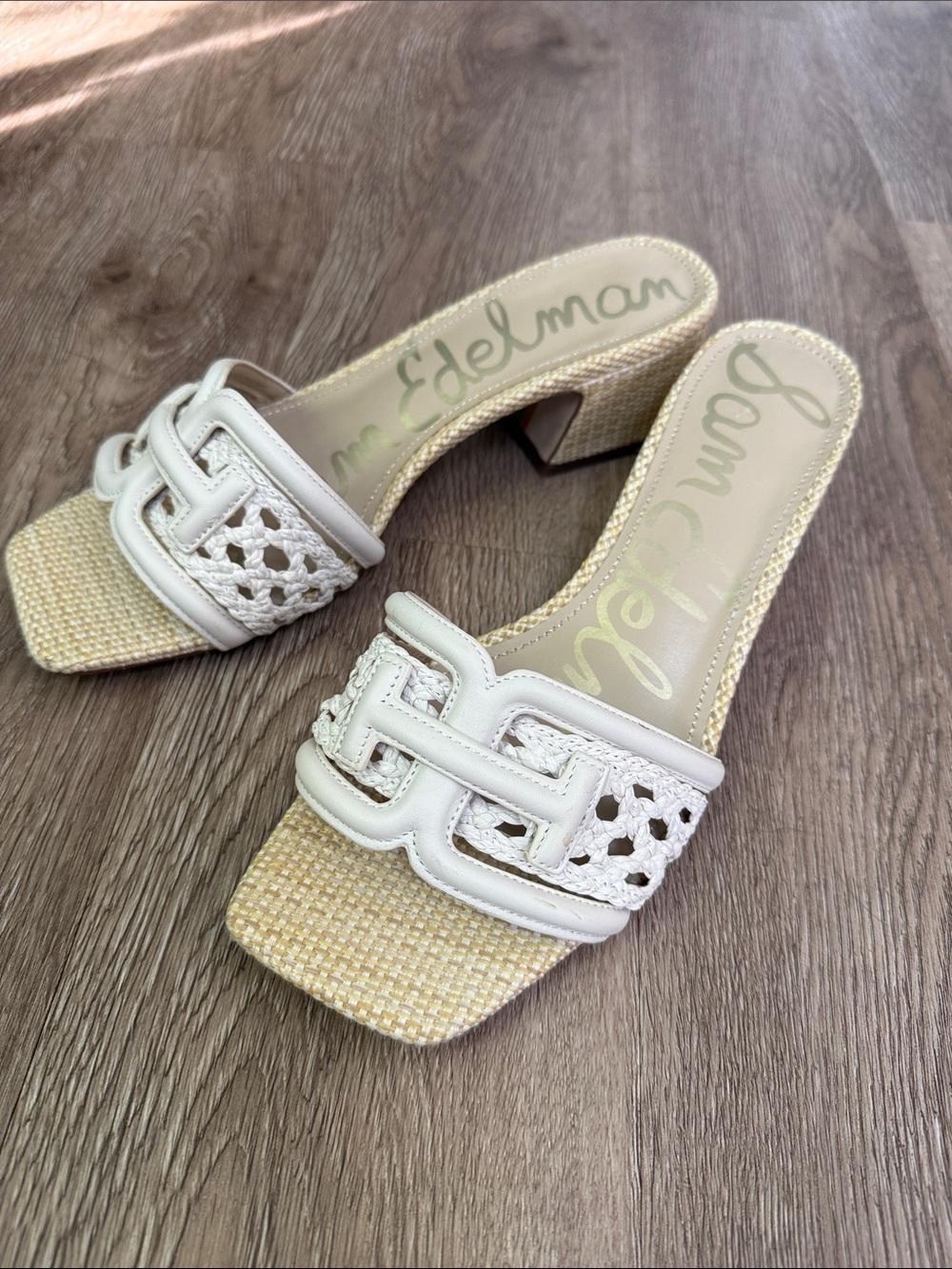 Sam Edelman Cream Braided Crochet Slide Mules